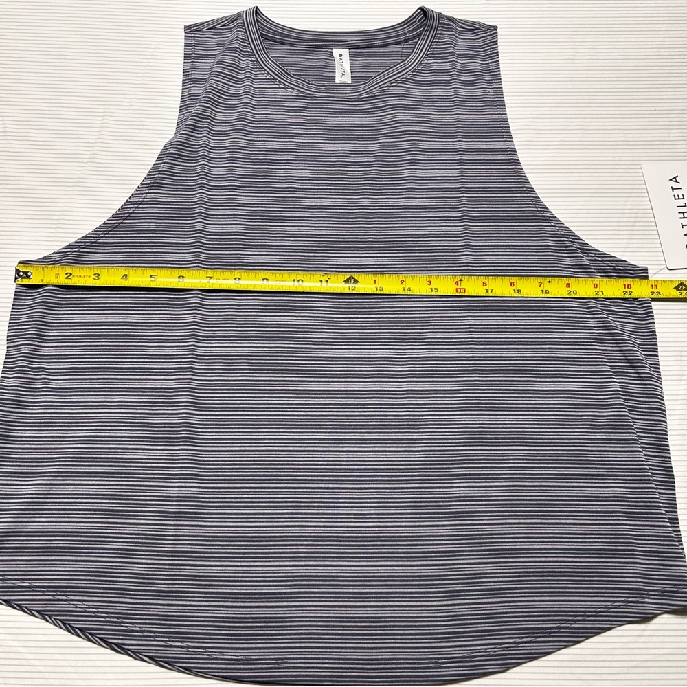 Athleta 1X Cloudlight‎ Striped Muscle Tank Blue Gray - Picture 4 of 6